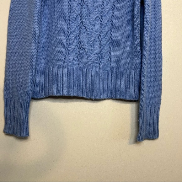 Express Wool Cashmere Angora Turtleneck Sweater Fisherman Blue Sz L Cable Knit - Picture 3 of 9